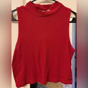Roxy Red Sleeveless Crop Tank Top